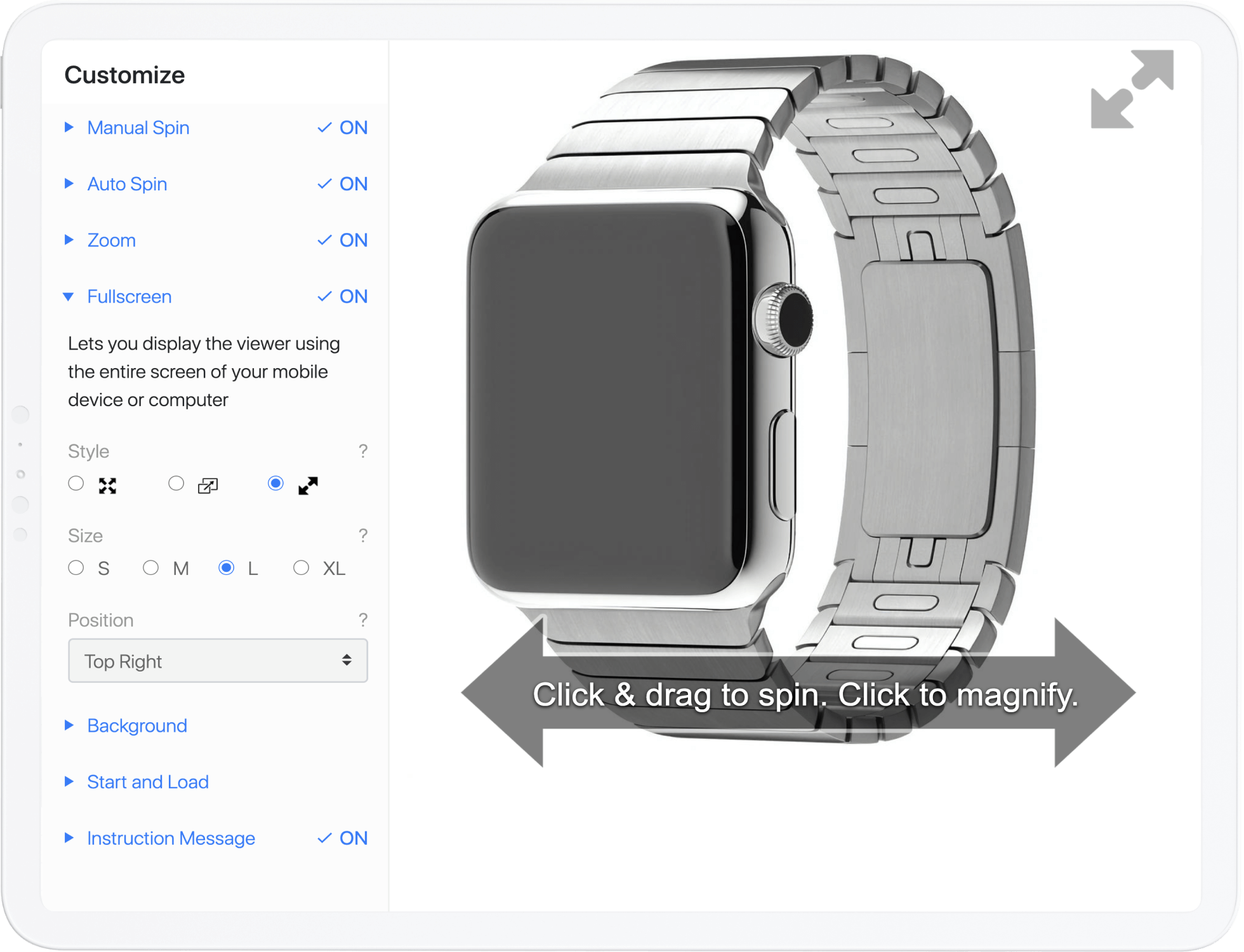 SpinShot 360 Product Viewer on Device