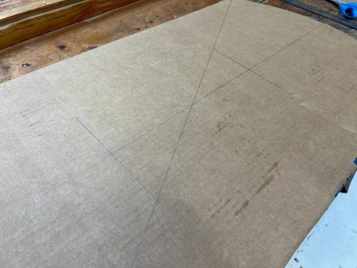 Complete marking out a rectangle or square on your template, ensuring that all your angles are square